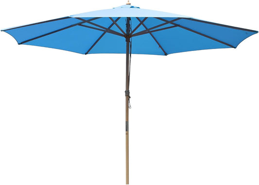 Yescom Solid Wooden Outdoor Patio Umbrella for Market Garden Yard Beach for Sand Deck Cafe Bistro Table Poolside Wedding Party Hotel Sunshade