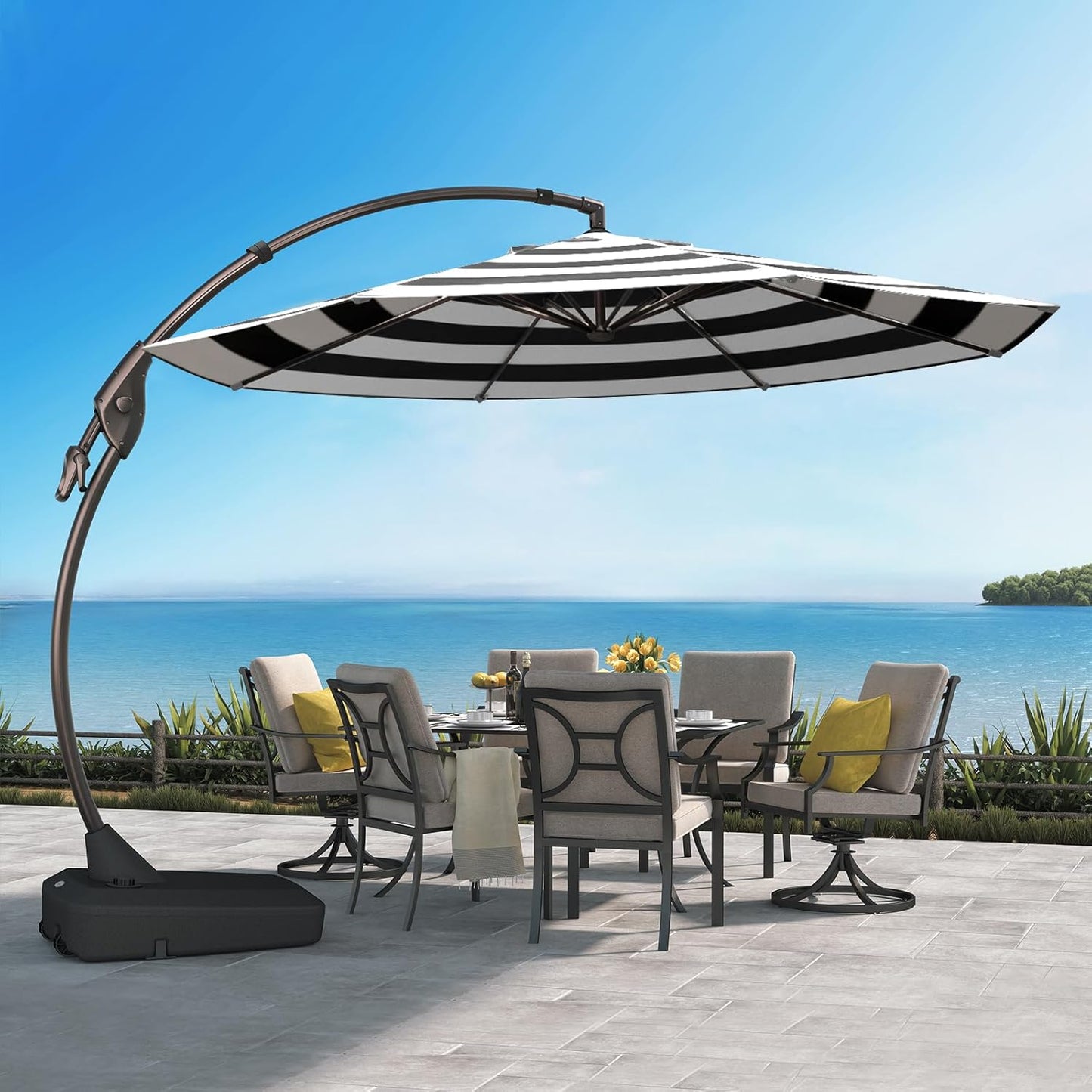 Grand patio 11FT Cantilever Umbrella with Base Outdoor Large Round Aluminum Offset Umbrella for Patio Garden Backyard (Champagne, 11 FT)