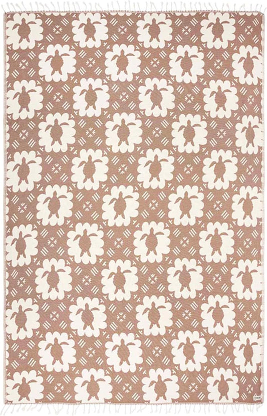 Sand Cloud Throw Blanket for Bed & Couch (Taupe) - 100% Turkish Organic Cotton & Jacquard Weave with Twisted Tassels - Heavy Weight, Soft & Cozy Beach & Throw Blankets - 57" x 76" - Caretta Turtle